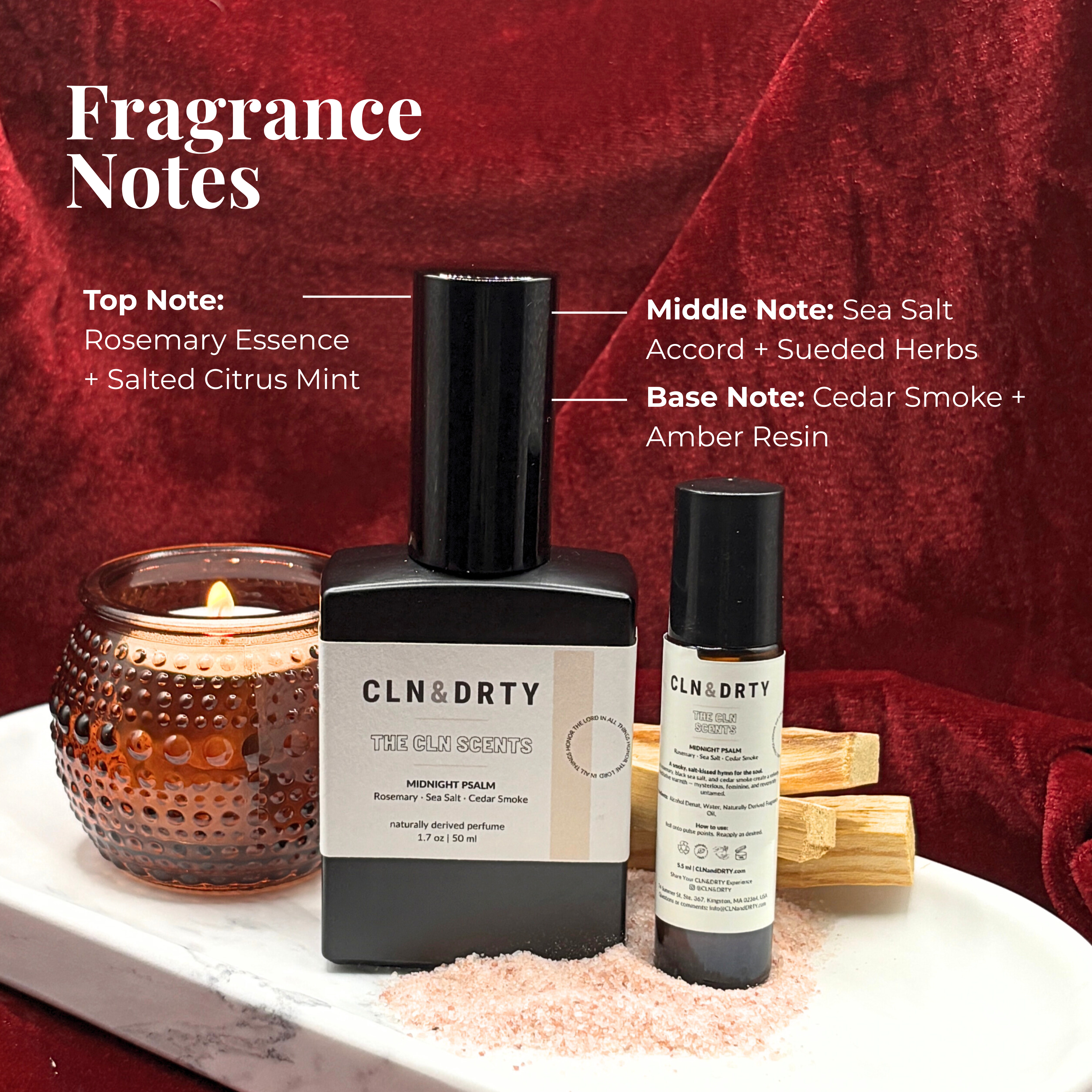 4-Piece Full Size Naturally-Derived Perfume Set | Sunday Skin • Upper Room • Midnight Psalm • The Veil